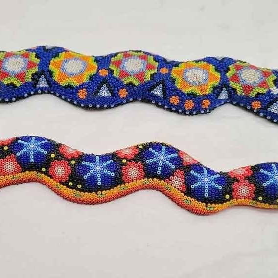 HICHOL PEOPLE ART Beaded profusely in bold colors by the Peyote Sons