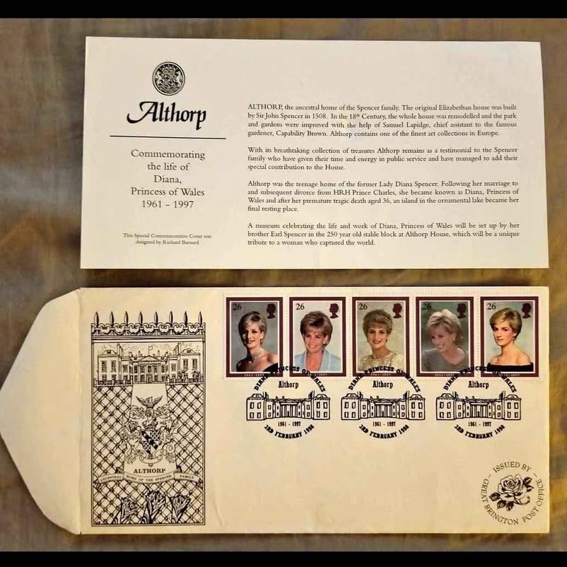 DIANA, 5 original strip stamps in genuine envelope.