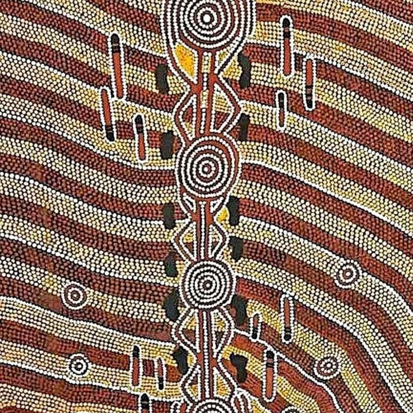 AUSTRALIA ORIGINAL DREAMTIME ABORIGINAL ART. SINGING IN THE DUNES