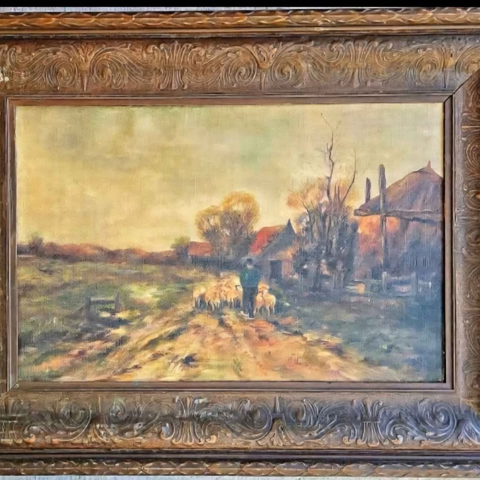 ANTIQUE OIL PAINTING, IN CANVAS, FRAMED, Circa 1850