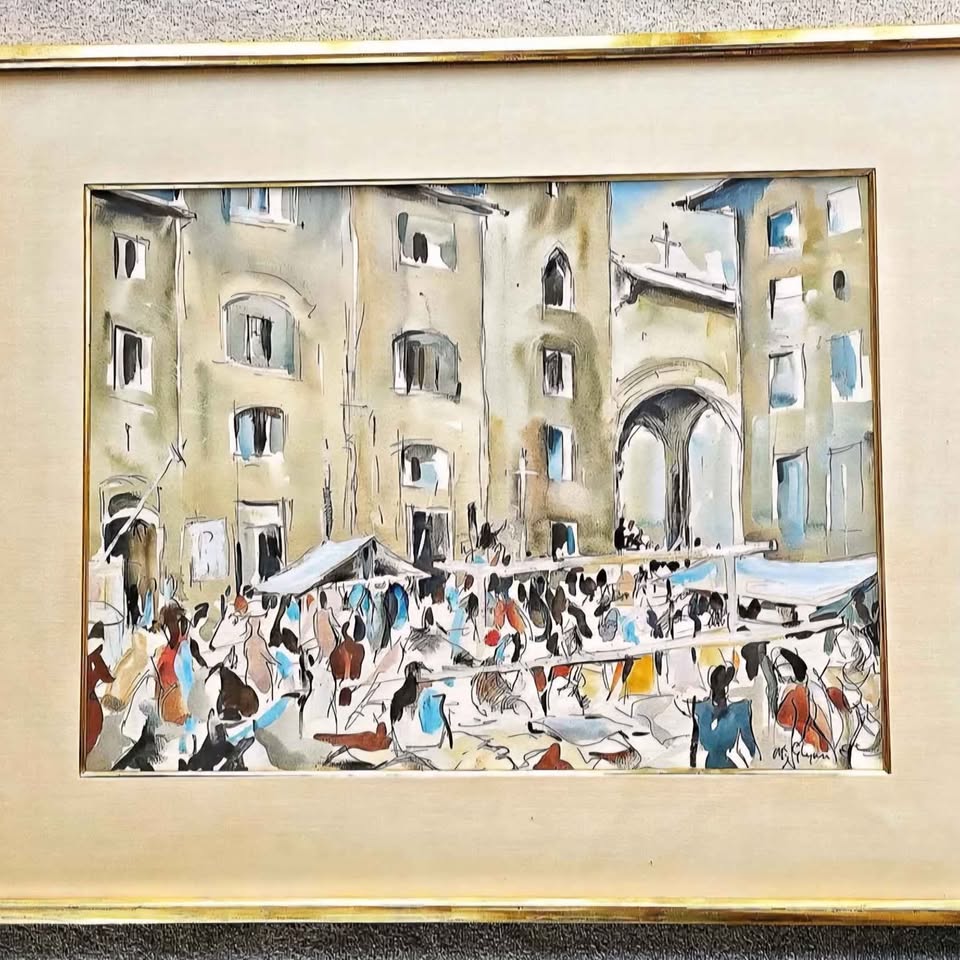 TERRY MCGLYNN (1903-1973); Great marketplace scene signed watercolour