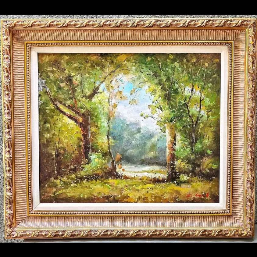STUNNING! ORIGINAL OIL ON CANVAS DEPICTING FOREST LANDSCAPE