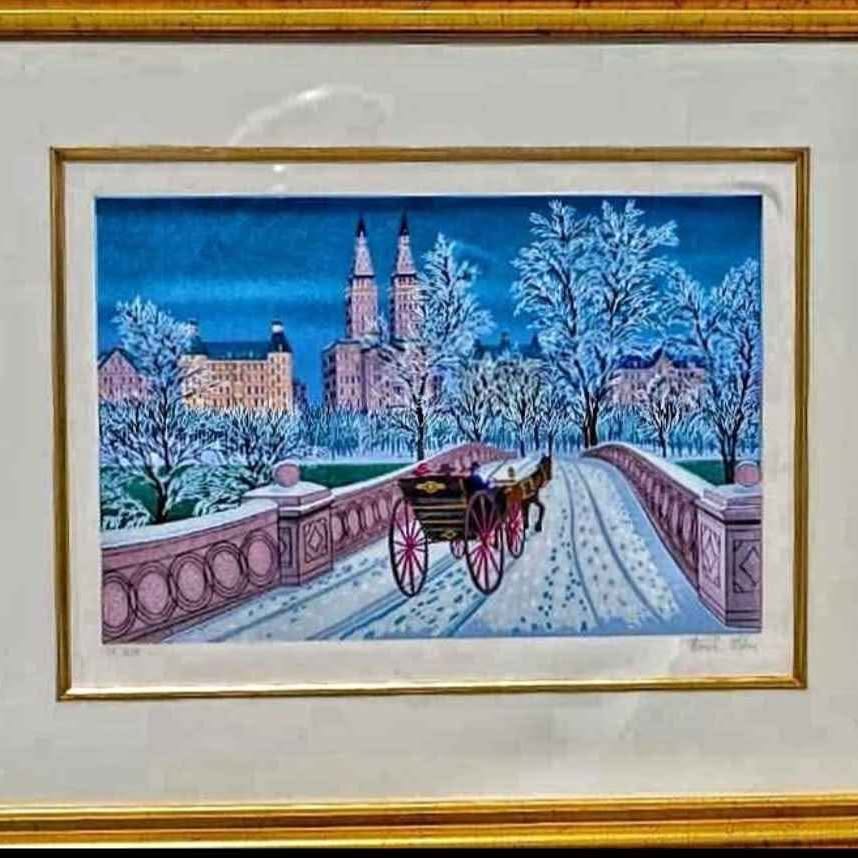 Promenade 1998 Paris France, Notre Dame. Origonal hand signed and numbered By artist Fanch Ledan