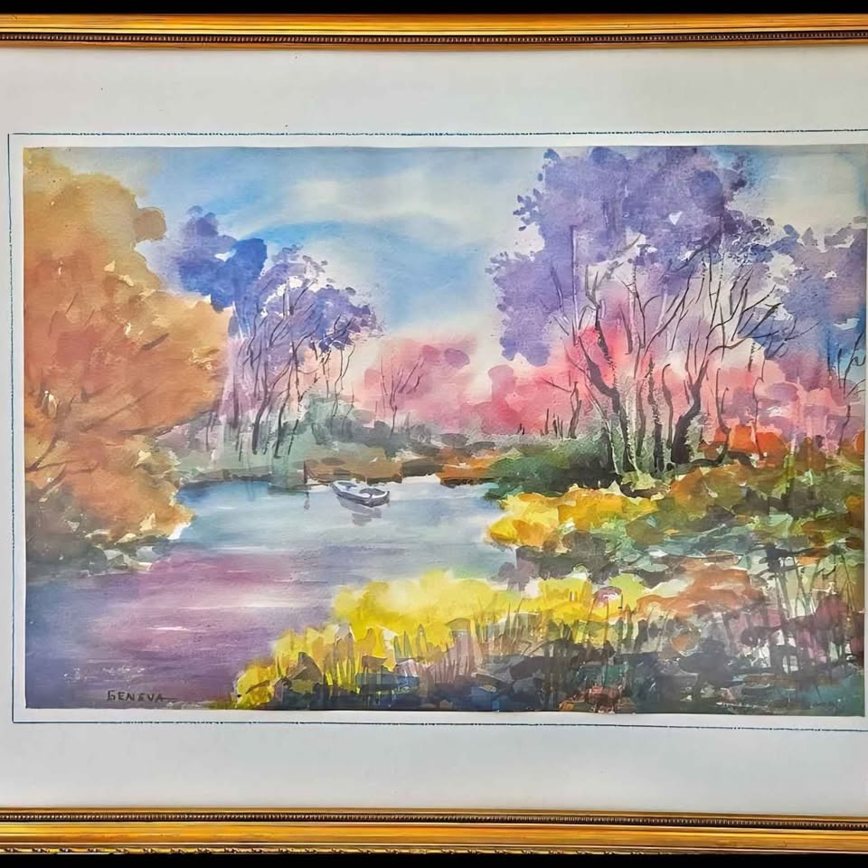 By GENEVA, ORIGINAL LANSCAPE WATERCOLOR. AMAZING COLORS GREAT COMPOSITION