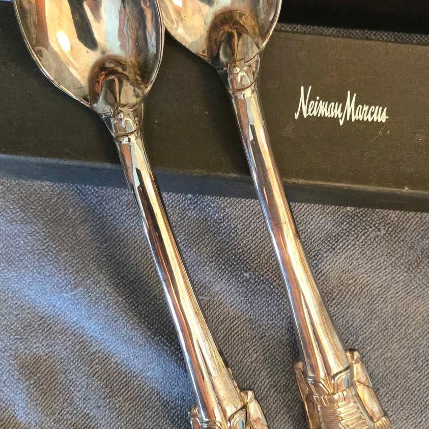 Nutcracker-themed serving utensils, likely for salads or buffets, made by Godinger.