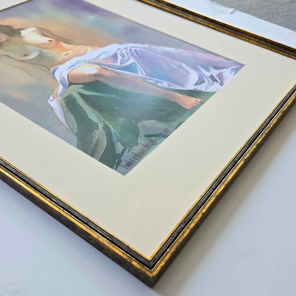 By LUIS EDUARDO GONZALEZ watercolor lithography framed artwork