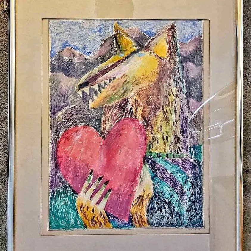 Framed ORIGINAL 1988, OIL CRAYONS
