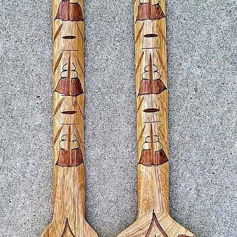 KITCHEN DECOR, set of hand carved spoon and fork to hence your kitcher ambience.