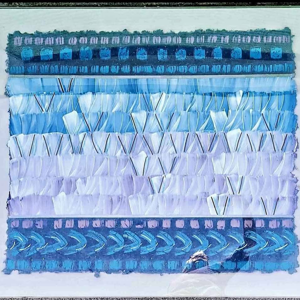 Amazing hand signed by Joy Broe Mid Century Modern large signed Wallart in Acrylic case.