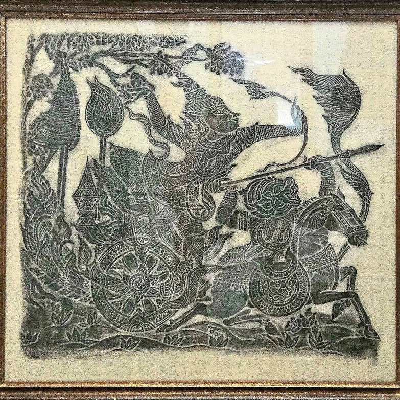 1960s STUNNING VINTAGE RUBBING FROM THAI TEMPLES. FRAMED IN MINT CONDITIONS.