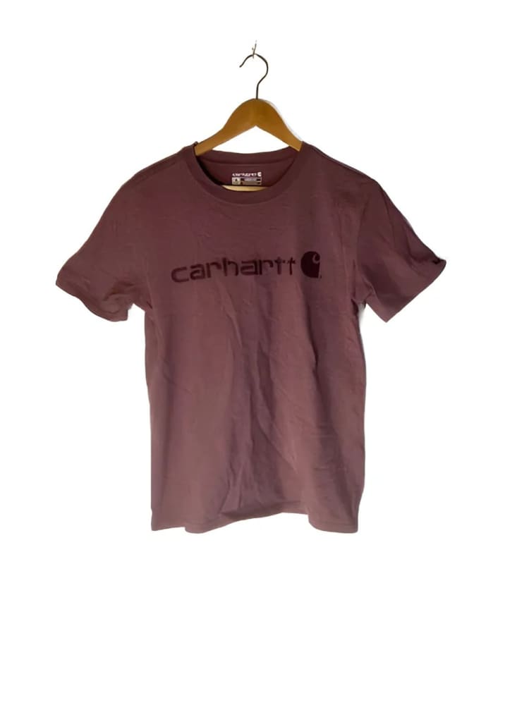 Maroon short-sleeved t-shirt with a Carhartt logo.