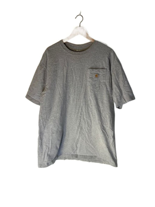 Grey short-sleeve t-shirt with a left chest pocket.