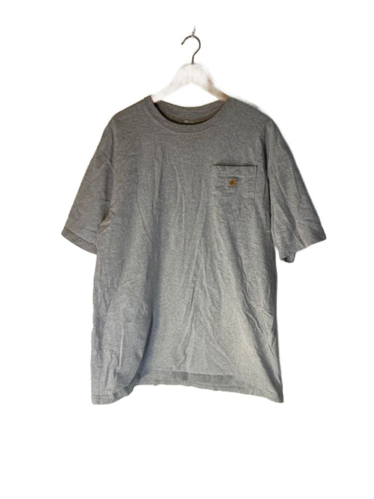Grey short-sleeved t-shirt with a chest pocket.