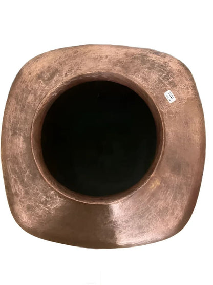 Abdon Punzo Hammered Square Copper Vase Signed