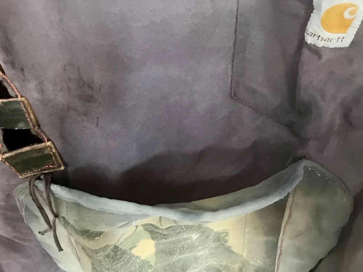 American Worker T-shirt on an Upcycled Carhartt by h.m. Peavy - Re - psychles Vintage Shop & Art Gallery