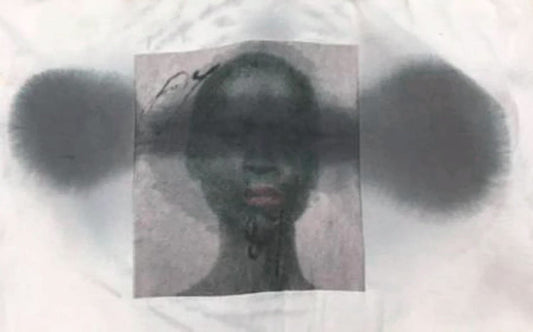 Abstract portrait on fabric.