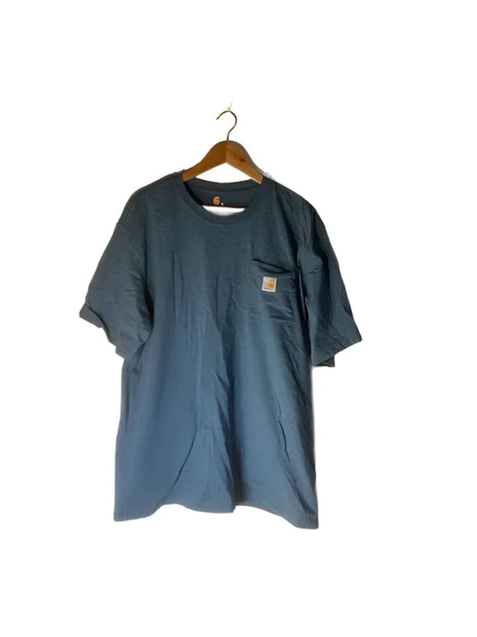 A dark gray Carhartt short-sleeve t-shirt with a chest pocket.