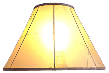 Illuminated yellow lampshade.