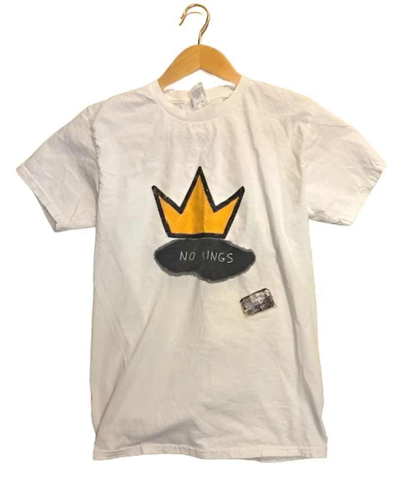 No Kings - One - of - a - Kind Anti - Authoritarian Protest T-Shirt by h.m. Peavy - Re - psychles Vintage Shop & Art Gallery