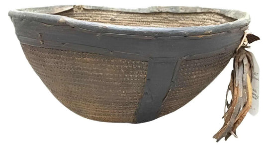 Nupe Coil & Leather Basket 1880s - Re - psychles Vintage Shop & Art Gallery