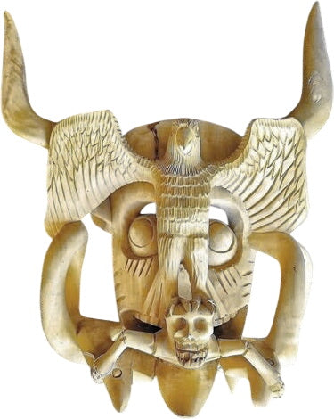 Surrealist Mexican Evil Mask From Michoacan Signed by Juan Horta