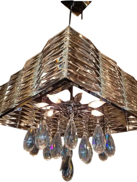 Lucite & Crystal Modern Chandelier