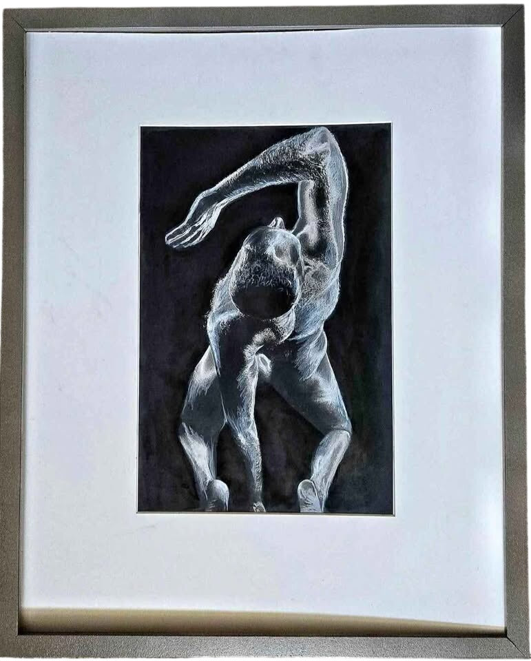 Black Charcoal and Pencil Drawing