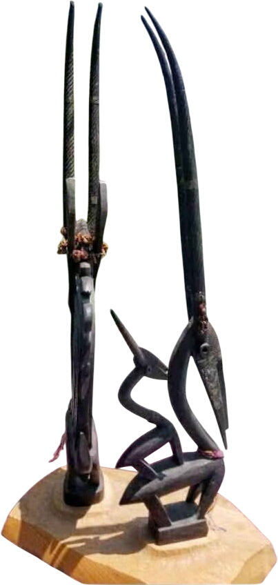 African Bamana Chiwara Couple Antelope Headcrests