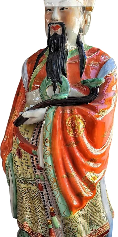 Mid-20th Century Porcelain Feng Shui Fu Lu Shou Deities
