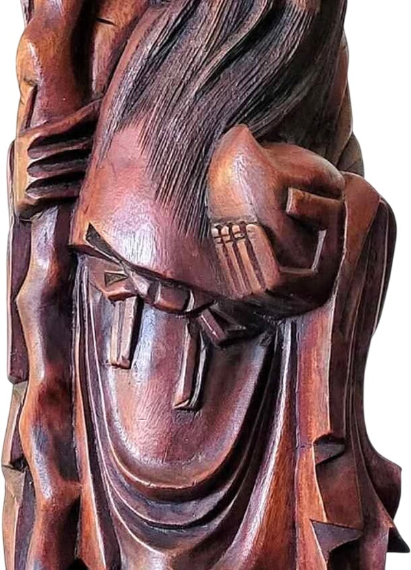 Magnificent OLD wood carving, Chinese deity, likely Shouxing, the God of Longevity.