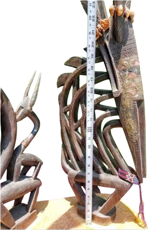 African Bamana Chiwara Couple Antelope Headcrests