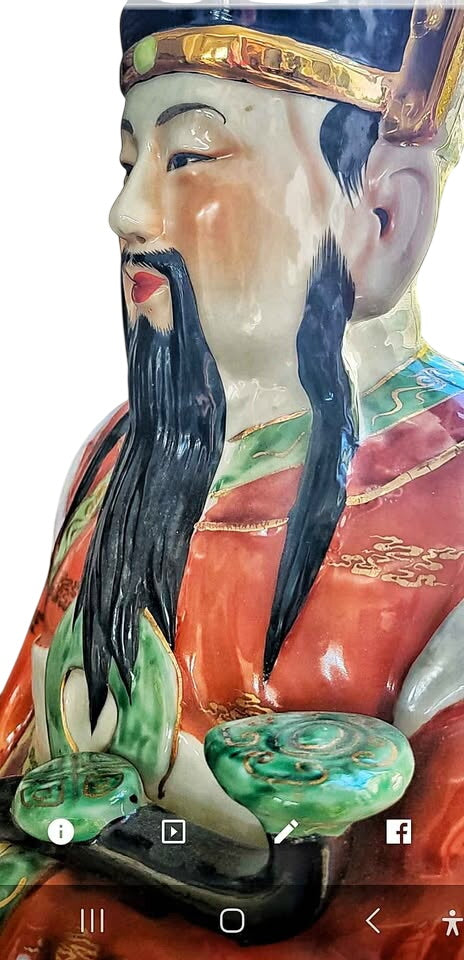 Mid-20th Century Porcelain Feng Shui Fu Lu Shou Deities