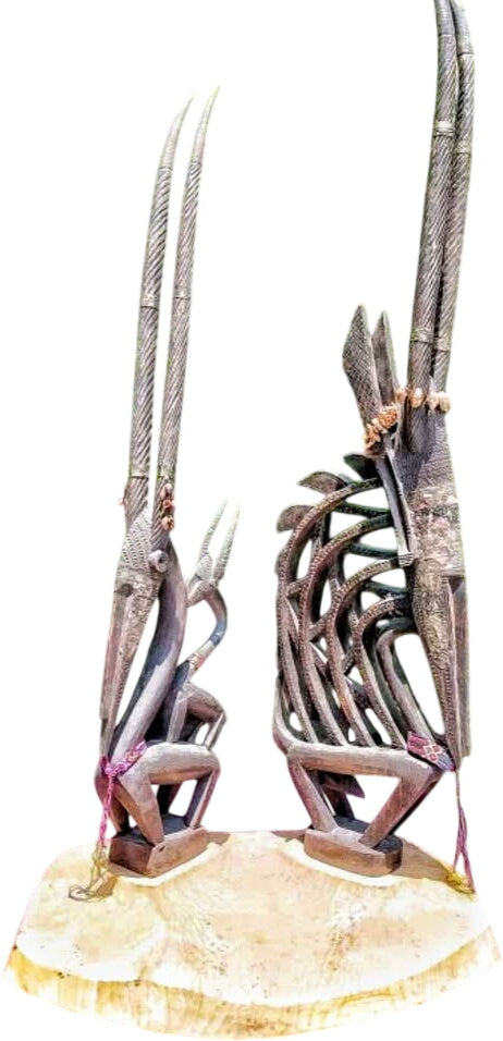African Bamana Chiwara Couple Antelope Headcrests