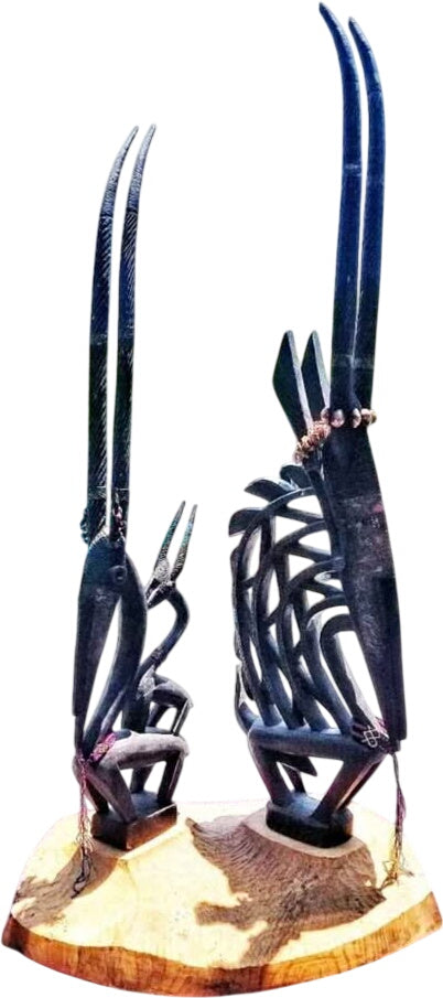 African Bamana Chiwara Couple Antelope Headcrests