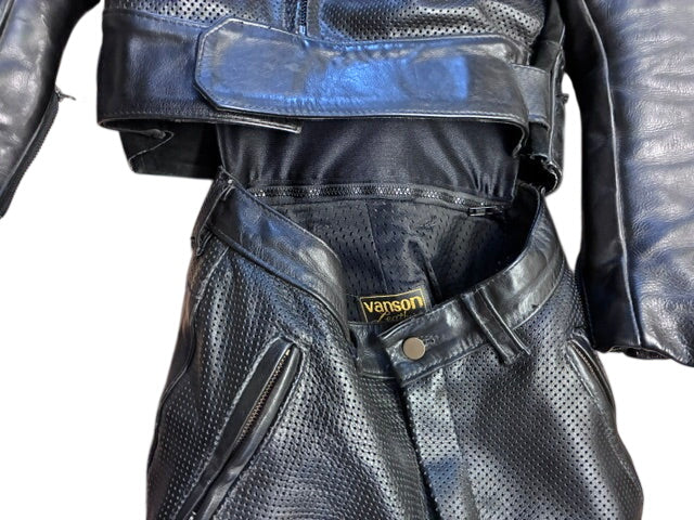 Vanson Vintage Motorcycle Leather Jacket & Pants Suit