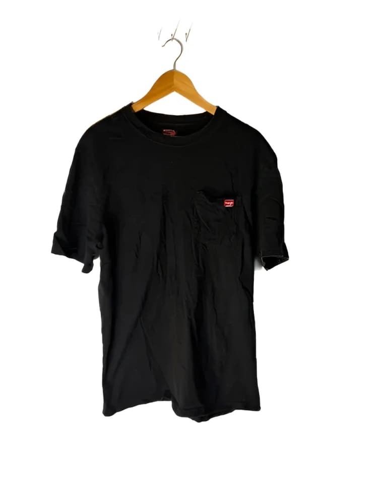 Black short-sleeved t-shirt with a pocket.