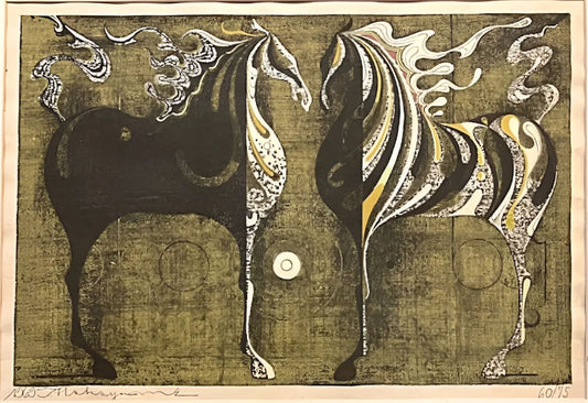 Stylized horses artwork.